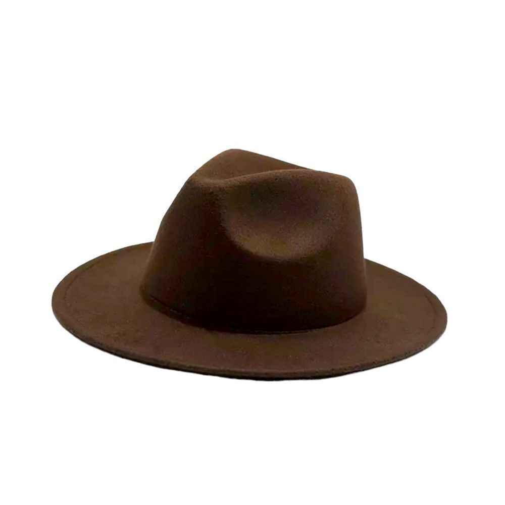 Dark Brown Wide Brim Tall Dented Crown Fedora Hat NEW